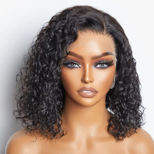 13"x4" Natural Black Water Wavy Bob 3D Transparent Lace Frontal Wig