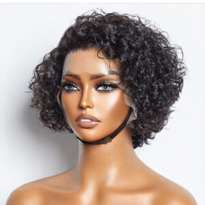 8" Short Curly Pixie Curly Frontal 13x4 Brazilian Wig