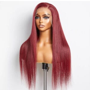 Pre Plucked Free Part Burgundy Straight Wig-150%