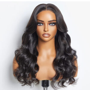 24 Inch 5x5 Glow Glueless 1B Lace Closure Wig